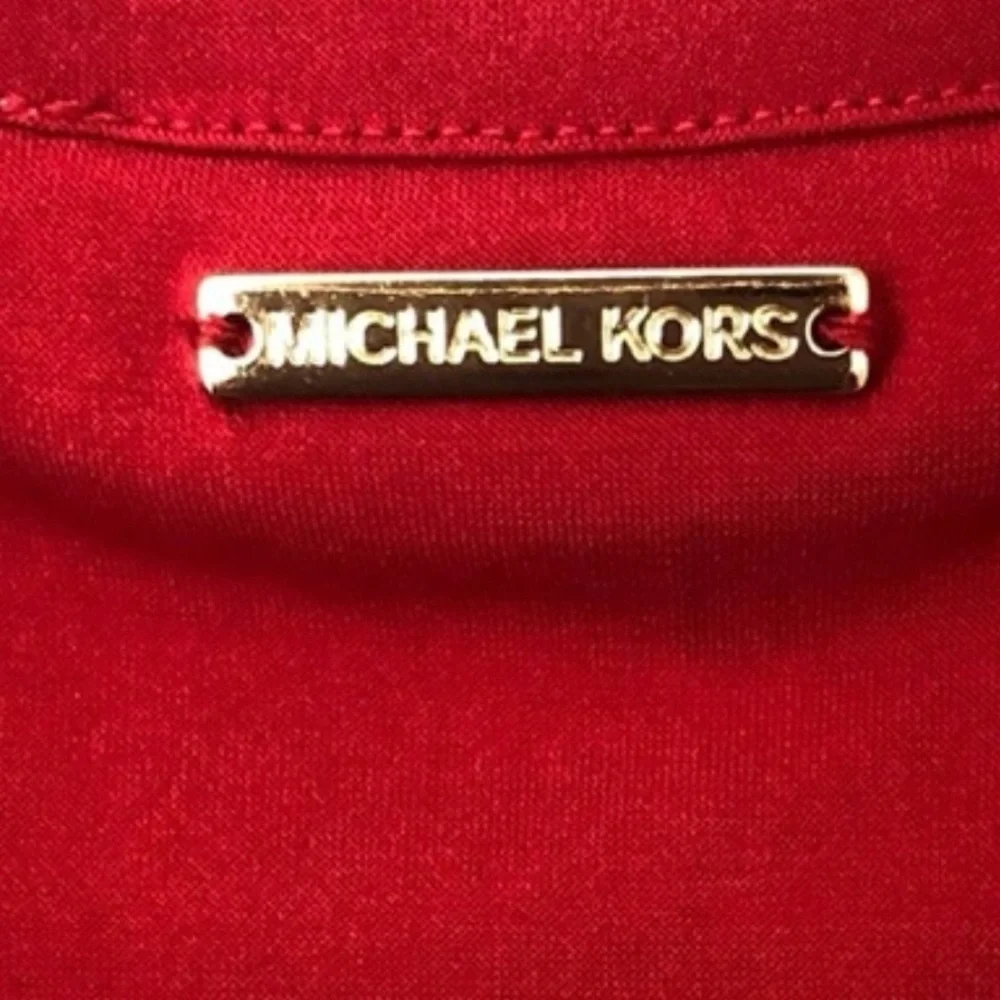 Michael Kors Red Pleated Hem Shift Dress sleeveless size Medium Scoop knockline - Picture 9 of 10